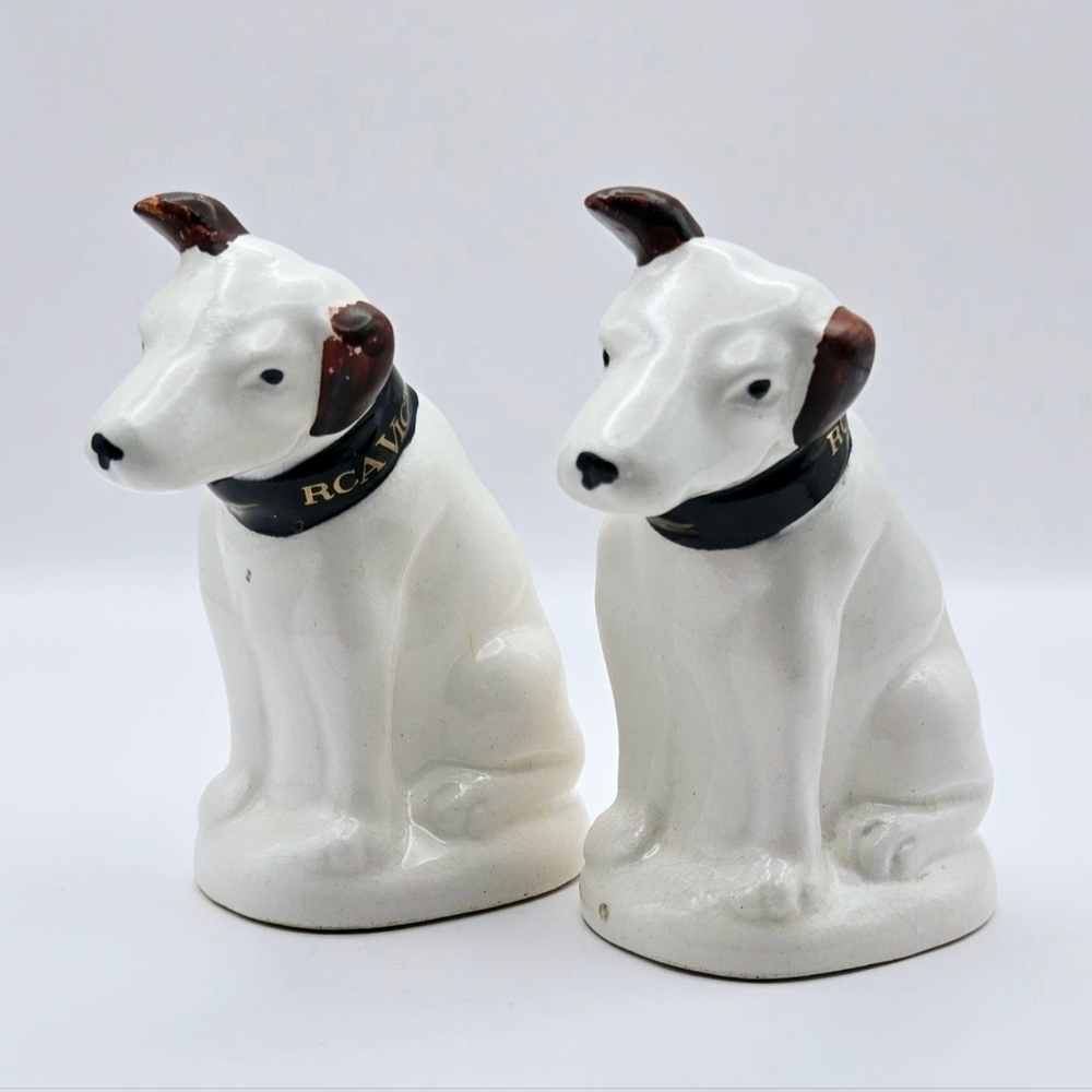 Vintage RCA Victor Nipper Dog Salt Pepper Shakers Ceramic Japan MCM
